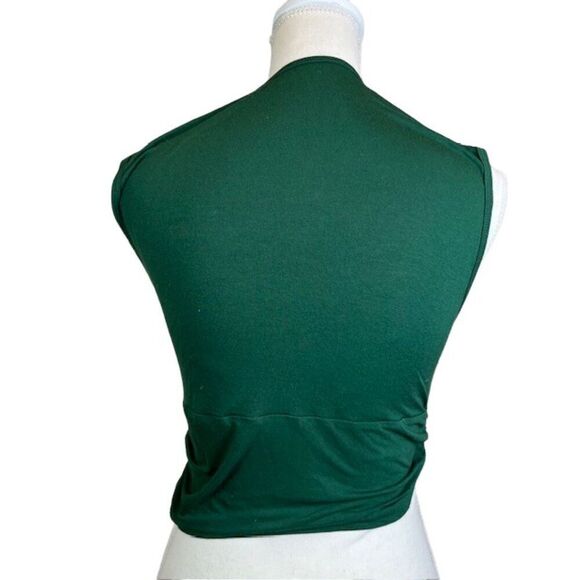 Cider Cropped Tank Ruched Sides Asymmetric Hem Forest Green Size Medium - Picture 1 of 7